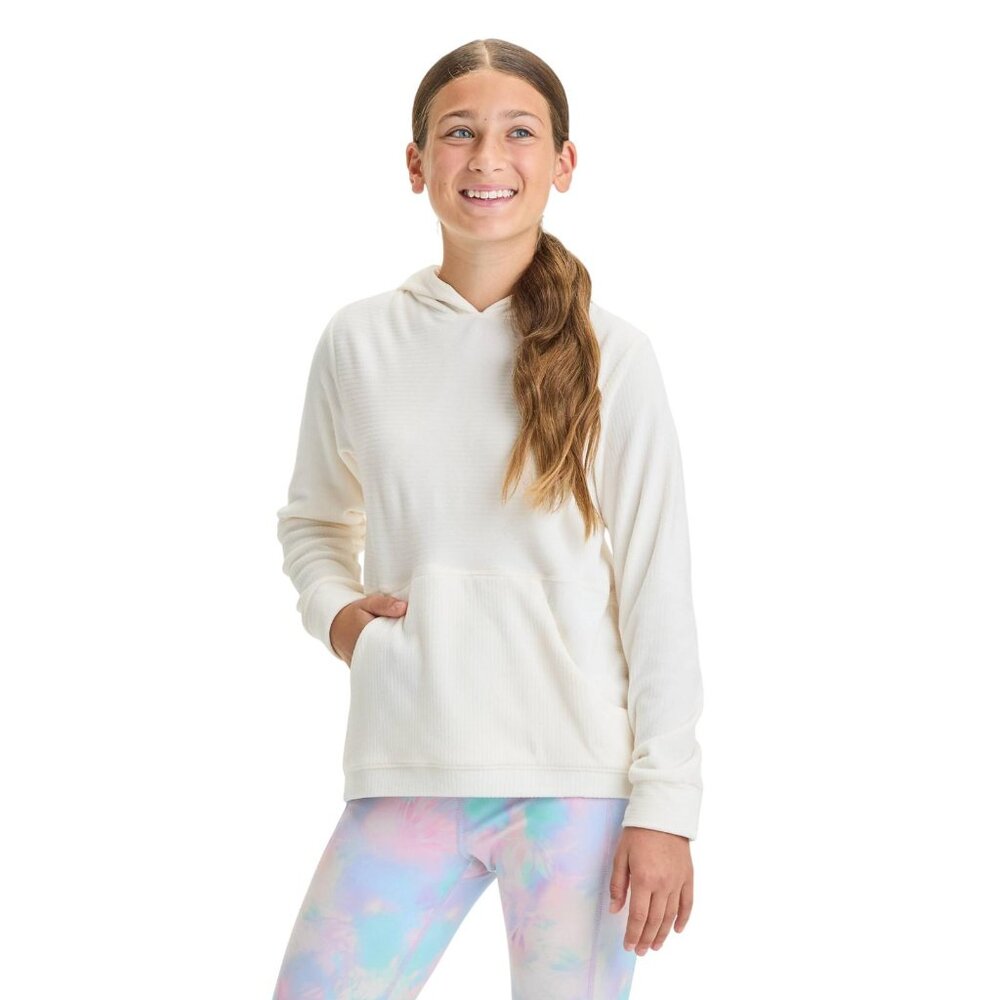 NWT All In Motion Girls Velour Hoodie Sweatshirt 91465406 White Off S